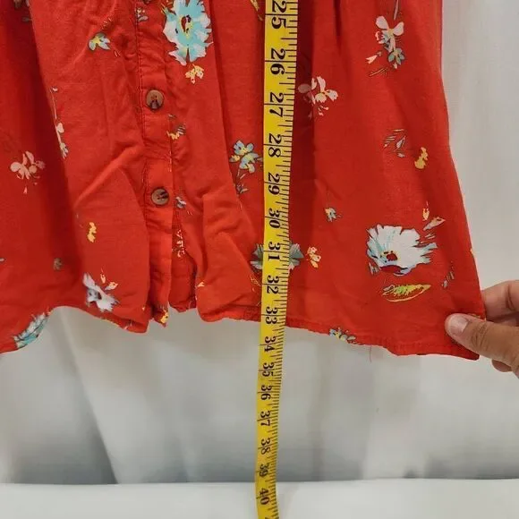 Free People Size Small Greatest Day Orange Floral Print Smocked Mini Dress T - Picture 6 of 10